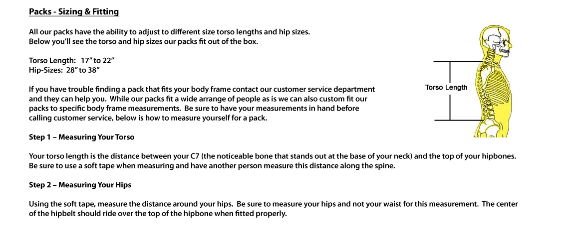 Pack Sizing and Fitting